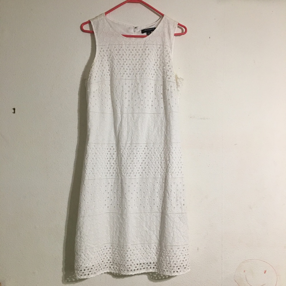 Sharagano White Sleeveless Halter Midi Dress
